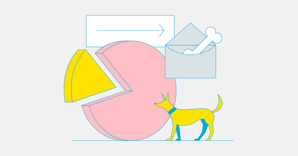 B2B Buying process graphic represented by a dog